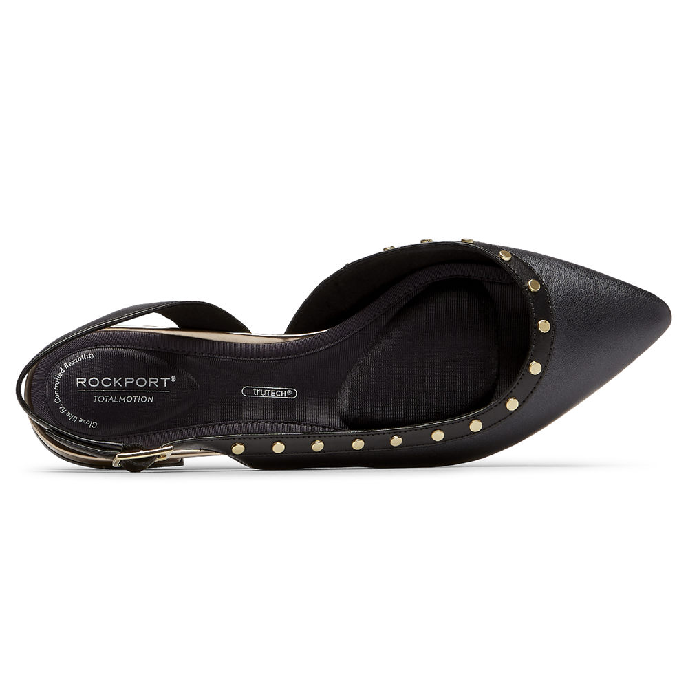 Rockport Womens Slingback Black - Total Motion Zuly Studded - UK 637-LNHXIP